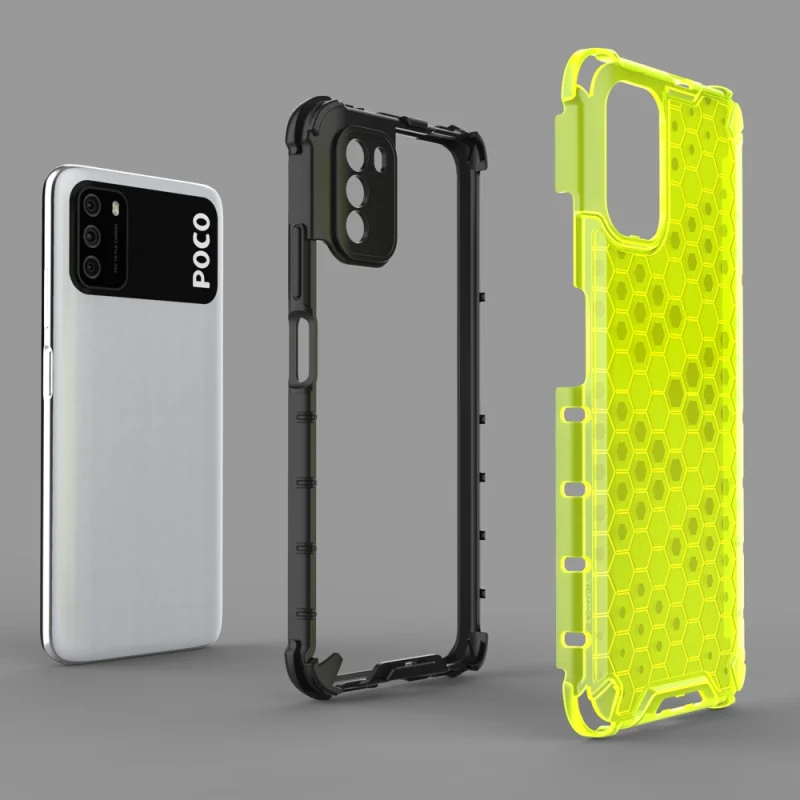 Honeycomb etui pancerny pokrowiec z żelową ramką Xiaomi Poco M3 przezroczysty - obrazek 5