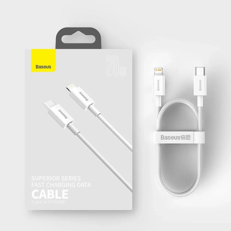 Kabel Baseus Superior Series USB-C / Lightning PD 20W 1 m - biały - obrazek 15