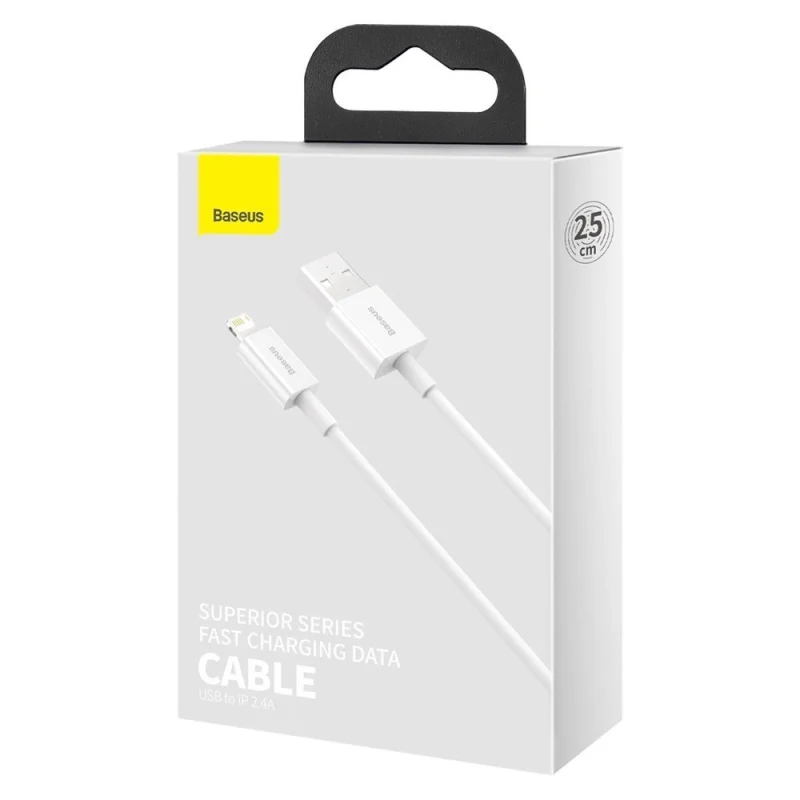 Baseus Superior kabel USB - Lightning 2,4A 0,25 m Biały (CALYS-02) - obrazek 5