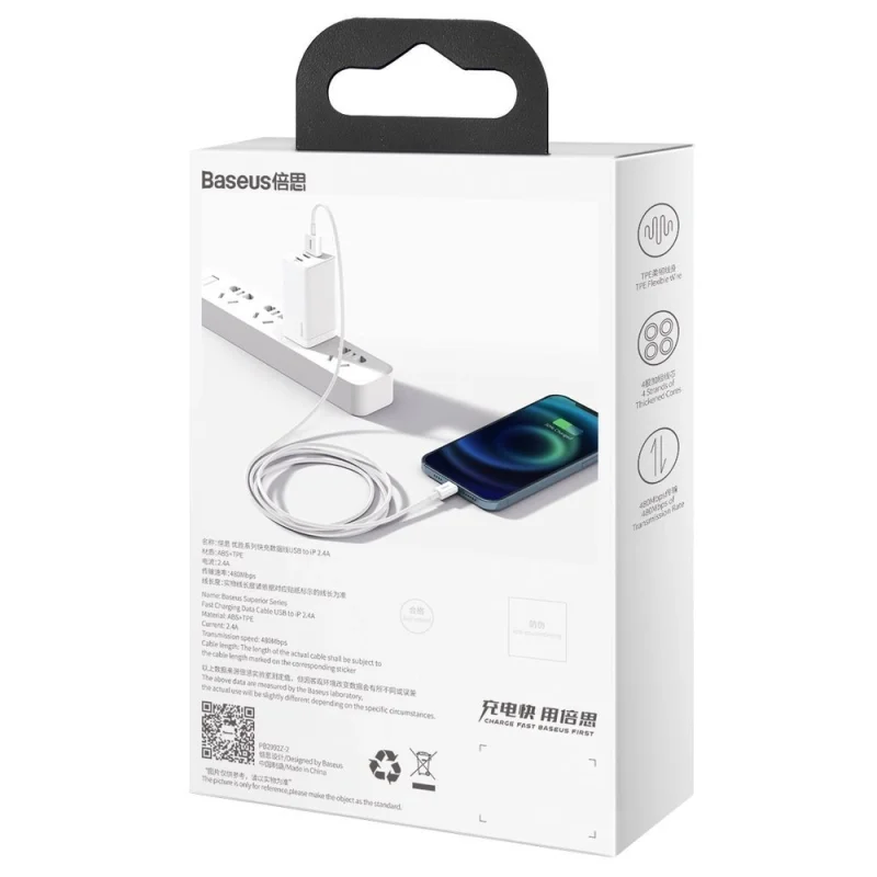 Baseus Superior kabel USB - Lightning 2,4A 1,5 m Biały (CALYS-B02) - obrazek 6