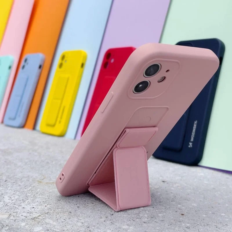 Wozinsky Kickstand Case silikonowe etui z podstawką iPhone XS Max różowe - obrazek 9