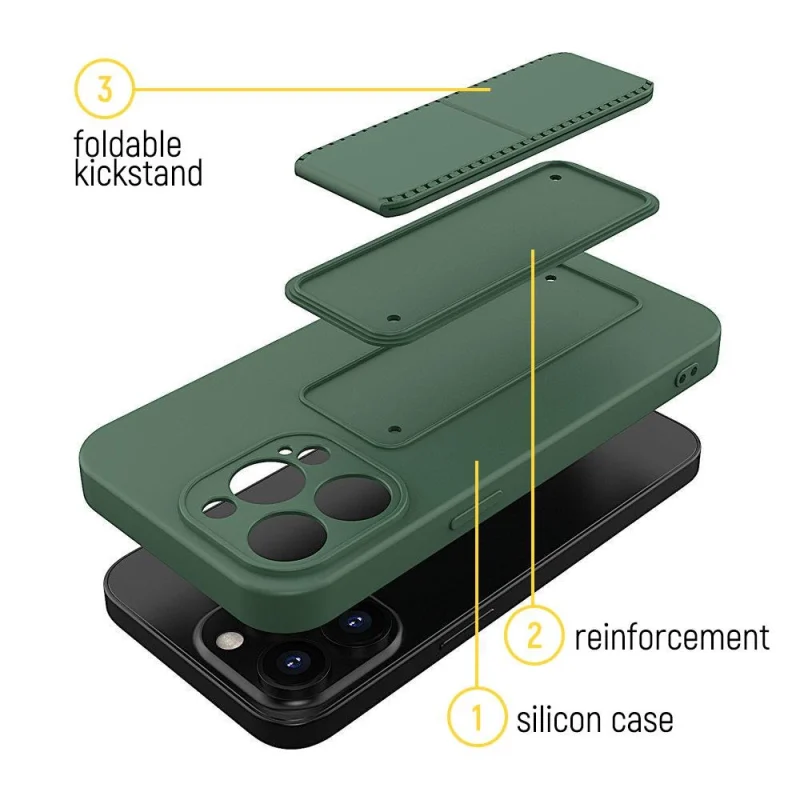 Wozinsky Kickstand Case silikonowe etui z podstawką iPhone 12 mini czarne - obrazek 3