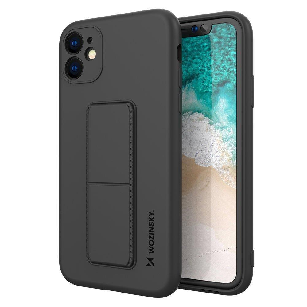 Silikonowe etui z podstawką Wozinsky Kickstand Case - etui iPhone 12 - czarne