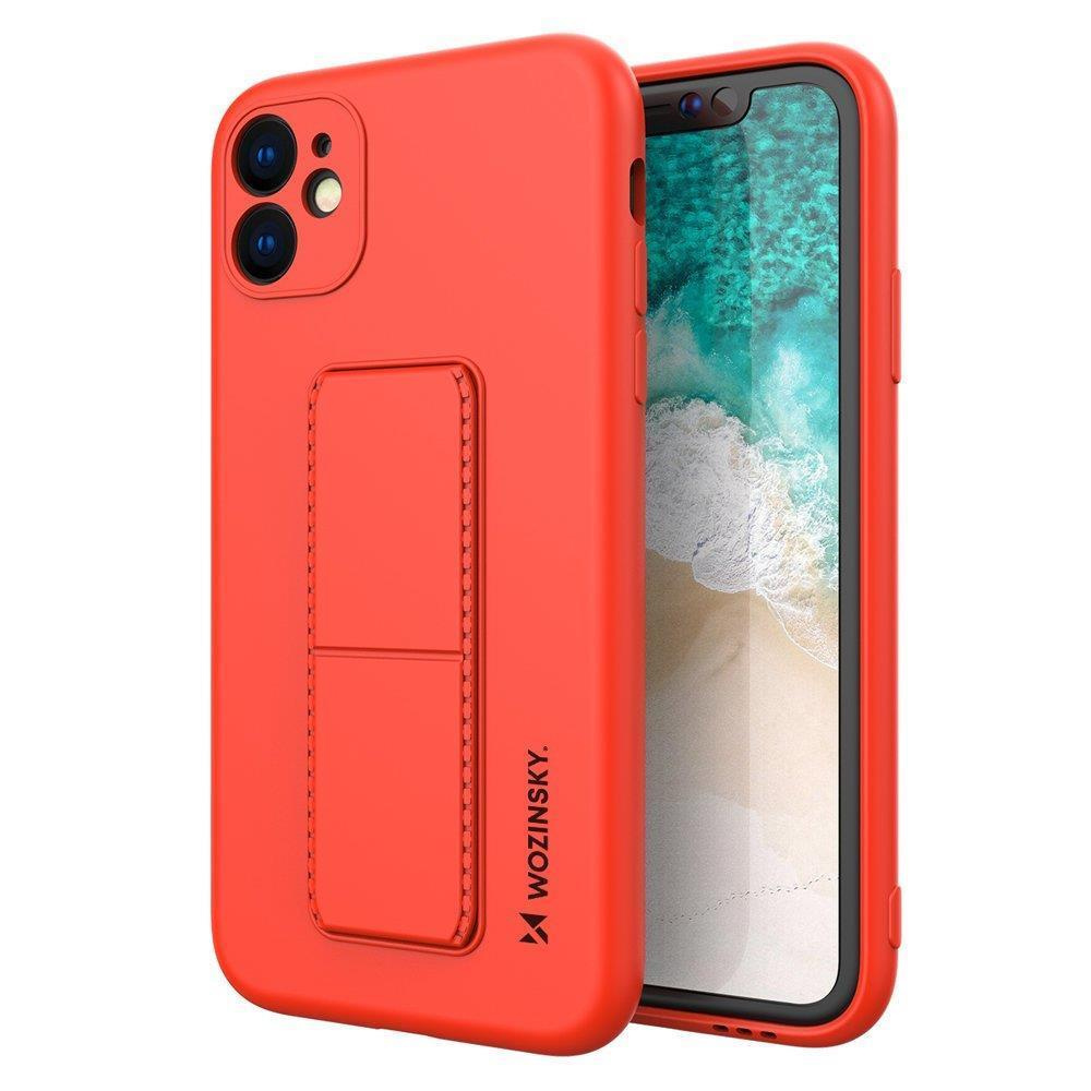 Silikonowe etui z podstawką Wozinsky Kickstand Case - etui iPhone 12 - czerwone