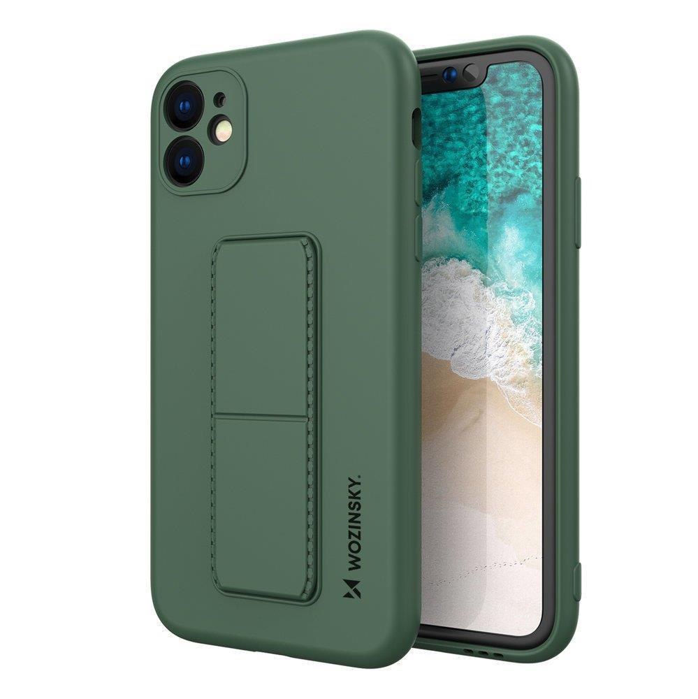 Silikonowe etui z podstawką Wozinsky Kickstand Case - etui iPhone 12 - ciemnozielone