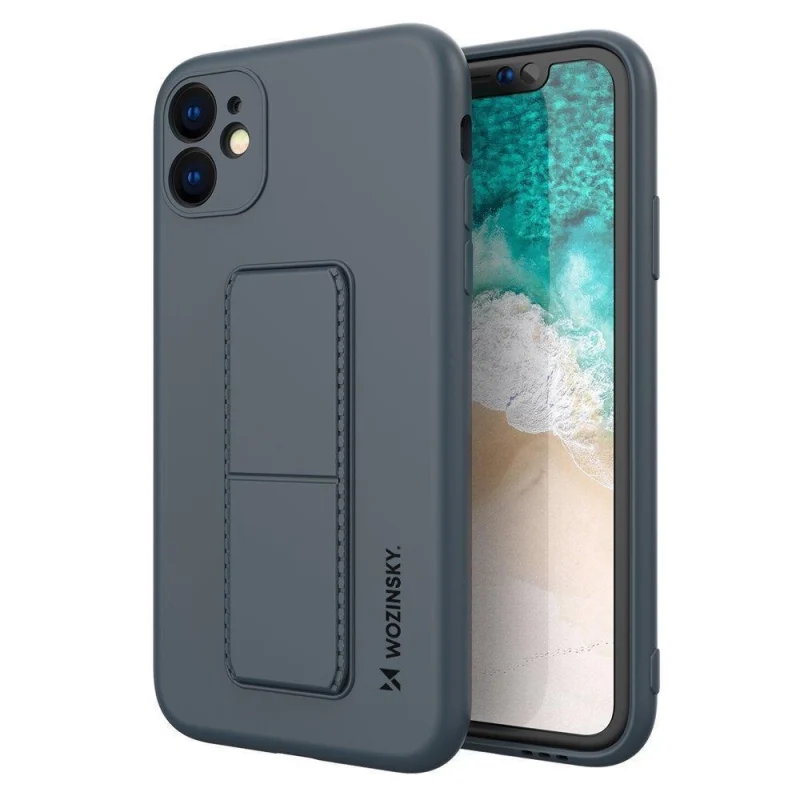 Wozinsky Kickstand Case silikonowe etui z podstawką iPhone 12 Pro Max granatowe