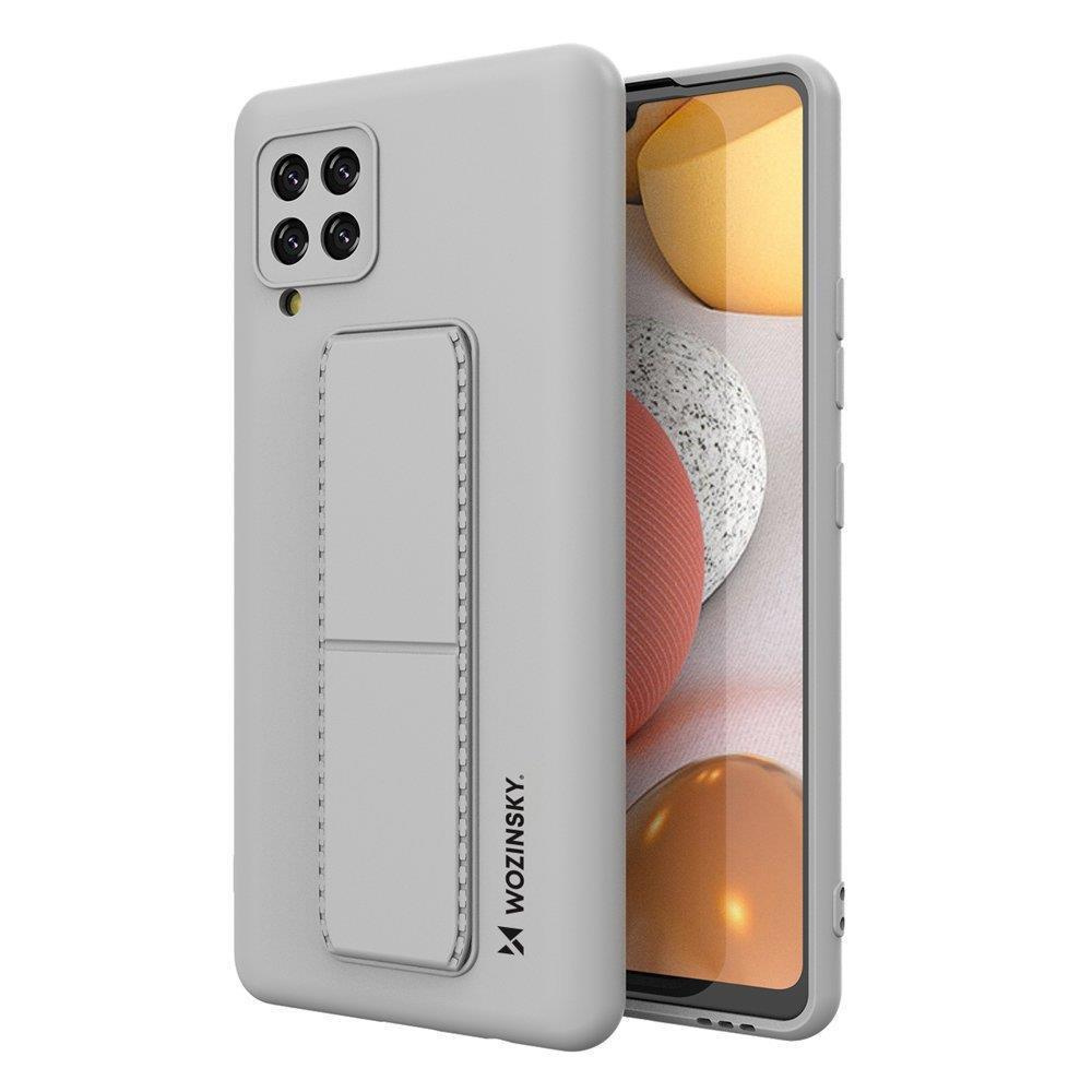 Silikonowe etui z podstawką Wozinsky Kickstand Case - etui Samsung Galaxy A42 5G - szare