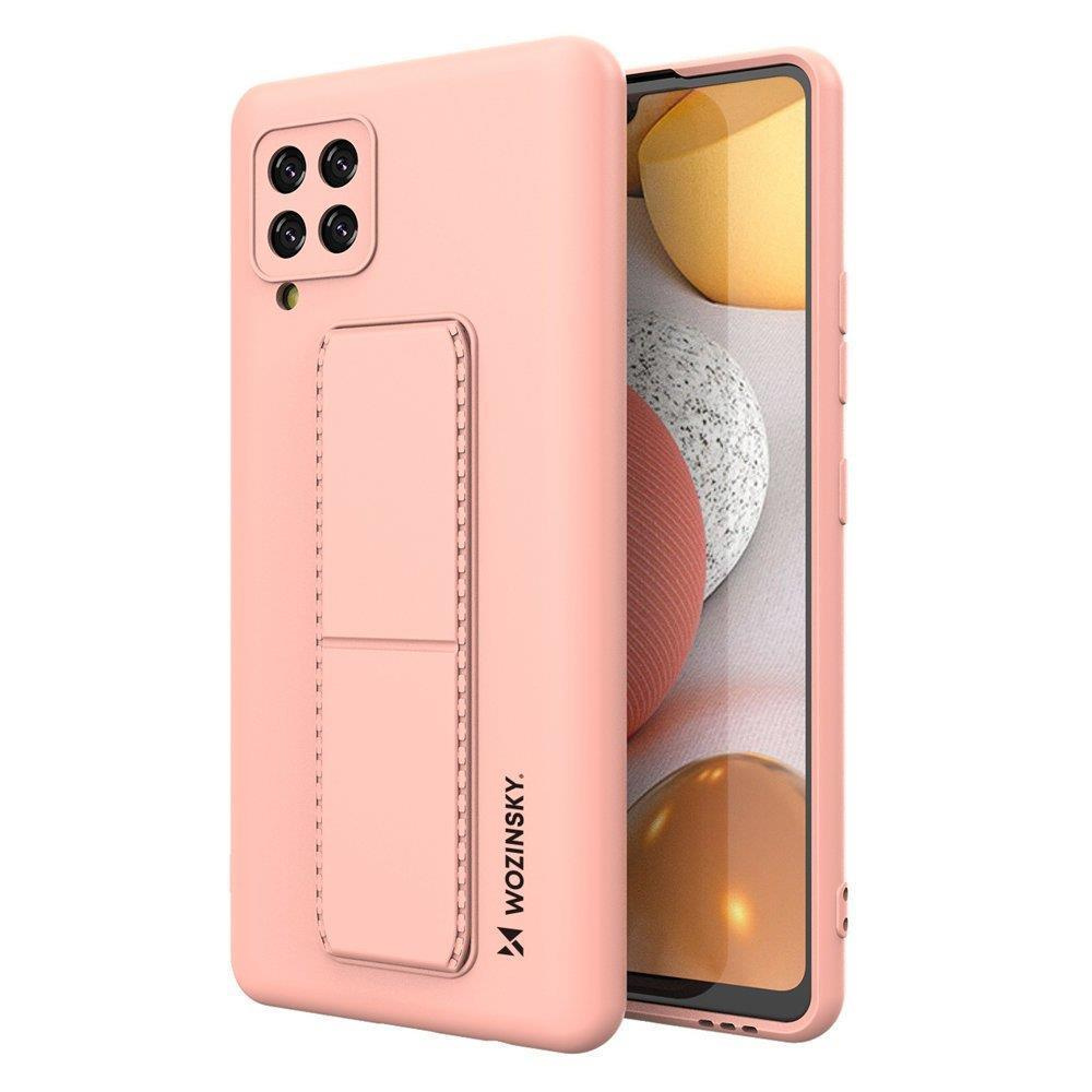 Silikonowe etui z podstawką Wozinsky Kickstand Case - etui Samsung Galaxy A42 5G - różowe