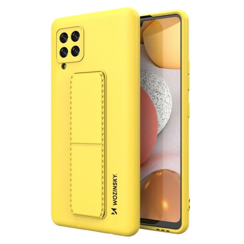 Wozinsky Kickstand Case silikonowe etui z podstawką etui Samsung Galaxy A42 5G żółte