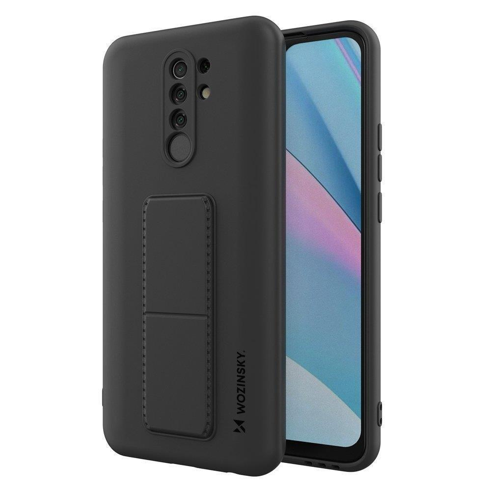 Silikonowe etui z podstawką Wozinsky Kickstand Case - etui Xiaomi Redmi 9 - czarne