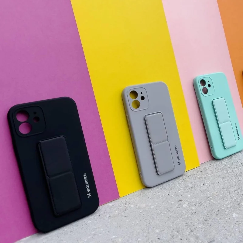 Wozinsky Kickstand Case silikonowe etui z podstawką etui Xiaomi Redmi 10X 4G / Xiaomi Redmi Note 9 szare - obrazek 10