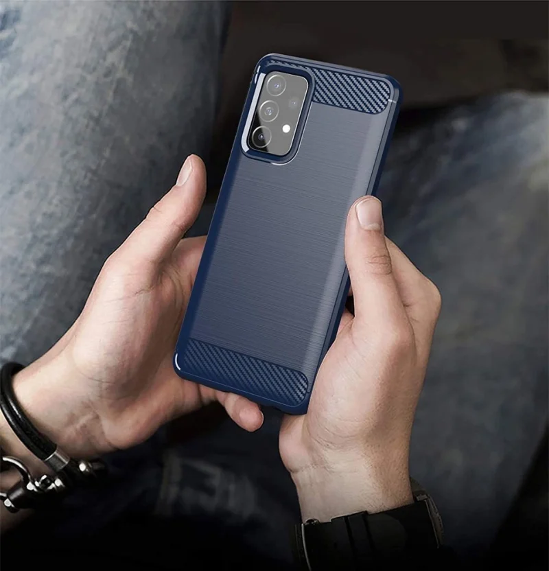 Carbon Case elastyczne etui pokrowiec Samsung Galaxy A72 4G niebieski - obrazek 6