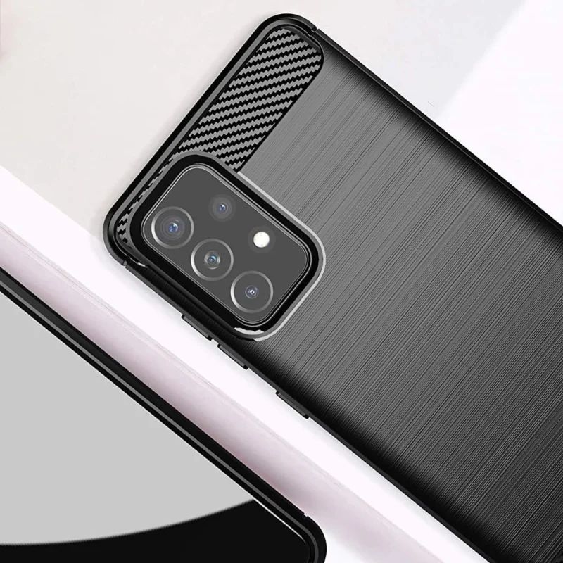 Carbon Case elastyczne etui pokrowiec Samsung Galaxy A72 4G czarny - obrazek 3