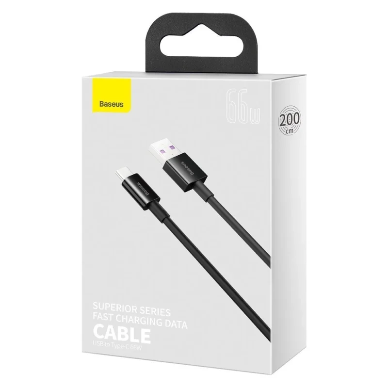 Baseus Superior kabel USB - USB Typ C 66 W (11 V / 6 A) Huawei SuperCharge SCP 2 m czarny (CATYS-A01) - obrazek 5