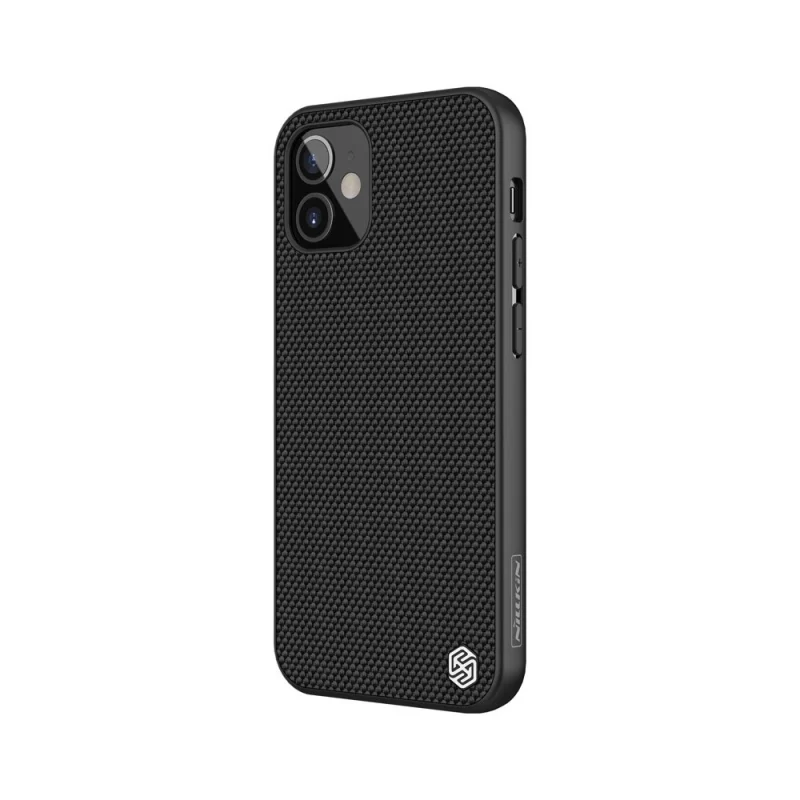 Nillkin Textured Case wytrzymałe wzmocnione etui z żelową ramką i nylonem na tyle iPhone 12 mini czarny - obrazek 3