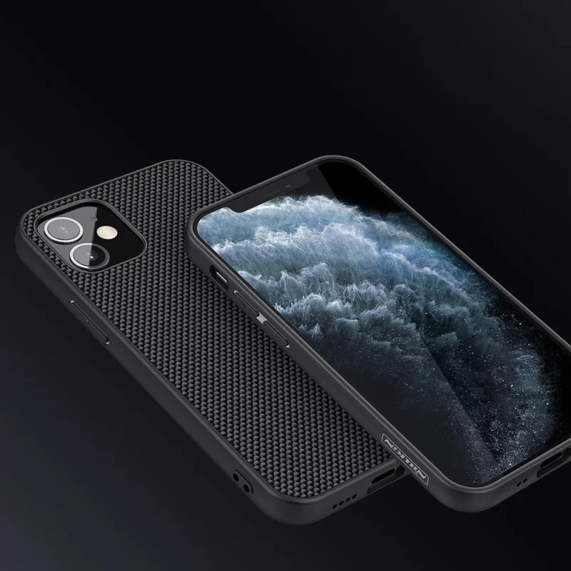 Nillkin Textured Case wytrzymałe wzmocnione etui z żelową ramką i nylonem na tyle iPhone 12 mini czarny - obrazek 8