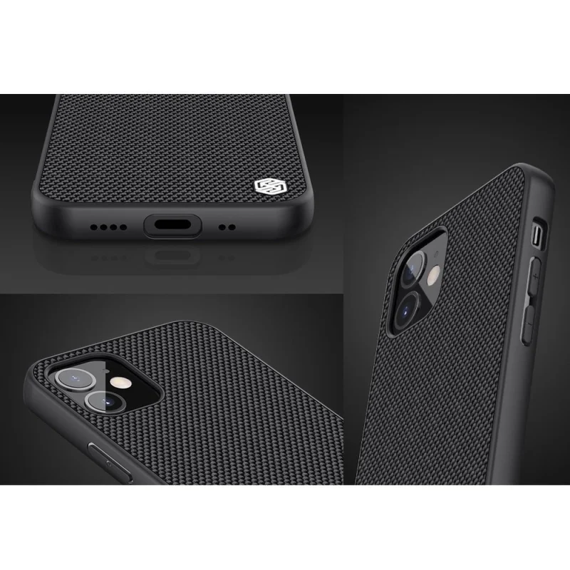 Nillkin Textured Case wytrzymałe wzmocnione etui z żelową ramką i nylonem na tyle iPhone 12 mini czarny - obrazek 10