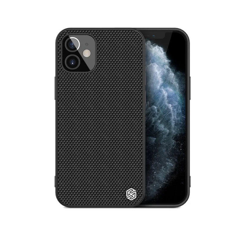 Nillkin Textured Case wytrzymałe wzmocnione etui z żelową ramką i nylonem na tyle iPhone 12 mini czarny - obrazek 6