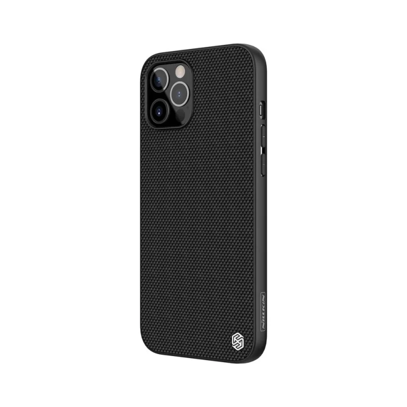 Nillkin Textured Case wytrzymałe wzmocnione etui z żelową ramką i nylonem na tyle iPhone 12 Pro Max czarny - obrazek 3