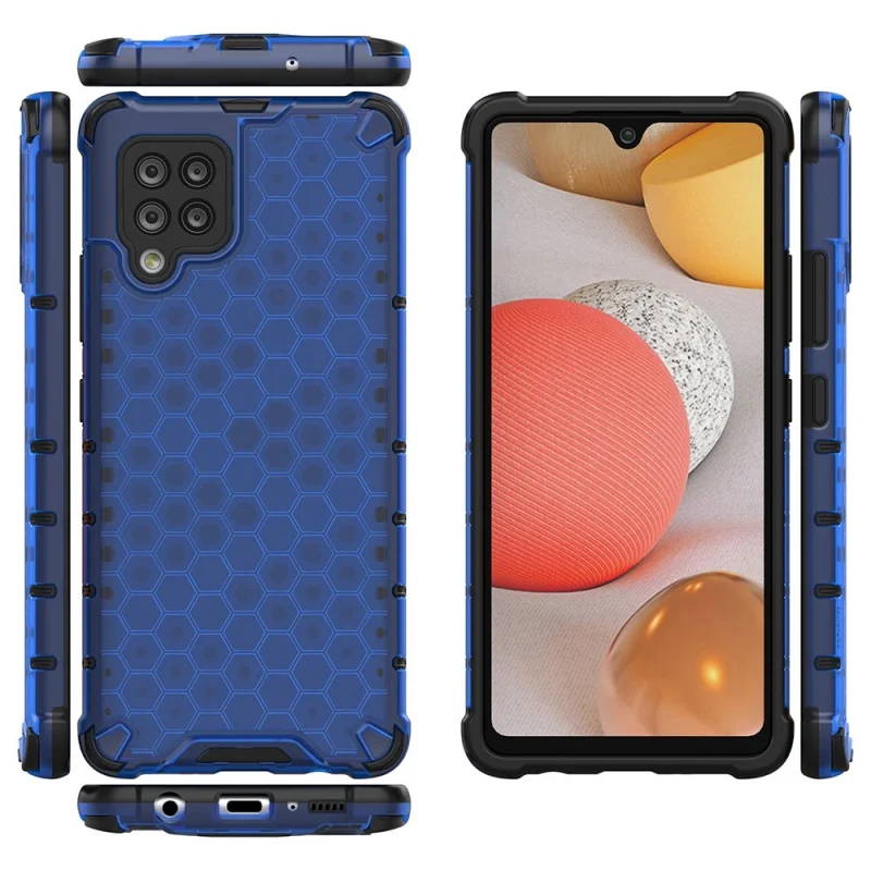 Honeycomb etui pancerny pokrowiec z żelową ramką Samsung Galaxy A42 5G niebieski - obrazek 2