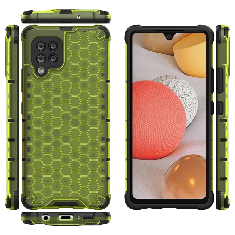 Honeycomb etui pancerny pokrowiec z żelową ramką Samsung Galaxy A42 5G zielony - obrazek 2