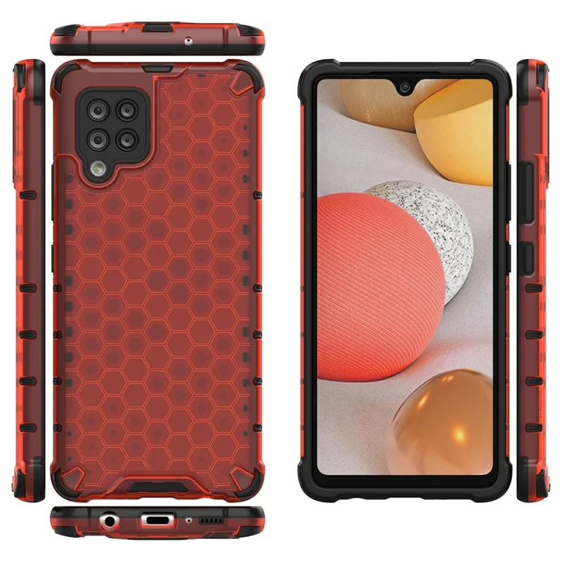 Honeycomb etui pancerny pokrowiec z żelową ramką Samsung Galaxy A42 5G czerwony - obrazek 2