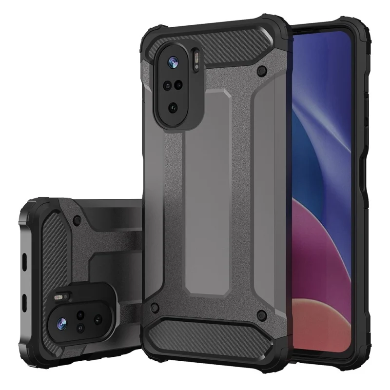 Hybrid Armor pancerne hybrydowe etui pokrowiec Xiaomi Redmi K40 Pro+ / K40 Pro / K40 / Poco F3 złoty - obrazek 2