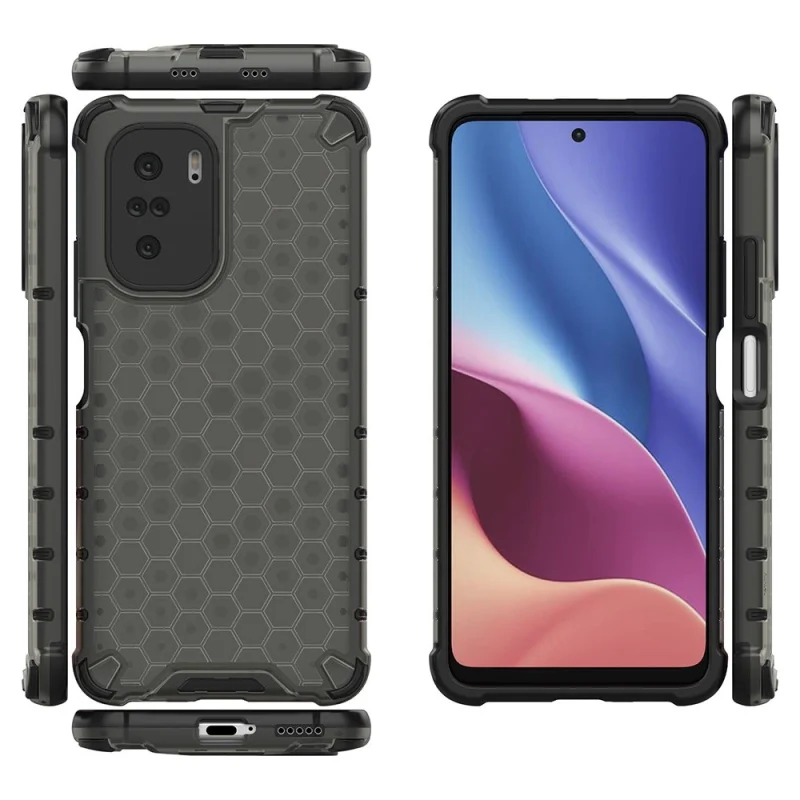 Honeycomb etui pancerny pokrowiec z żelową ramką Xiaomi Redmi K40 Pro+ / K40 Pro / K40 / Poco F3 czarny - obrazek 2