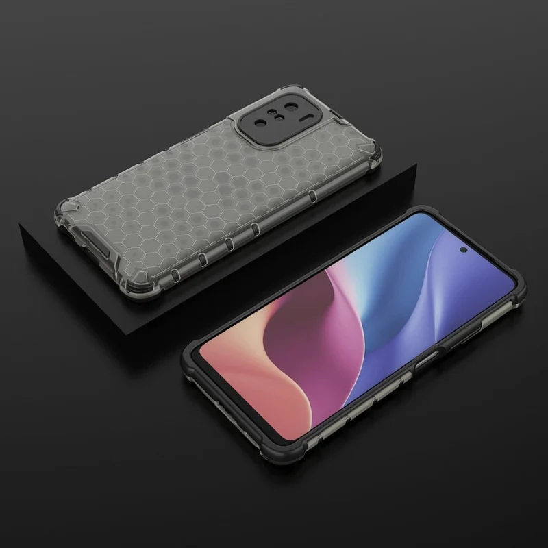 Honeycomb etui pancerny pokrowiec z żelową ramką Xiaomi Redmi K40 Pro+ / K40 Pro / K40 / Poco F3 czarny - obrazek 3