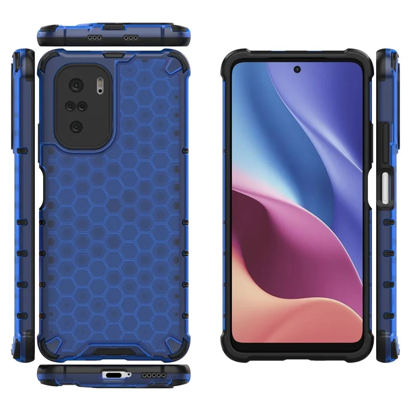 Honeycomb etui pancerny pokrowiec z żelową ramką Xiaomi Redmi K40 Pro+ / K40 Pro / K40 / Poco F3 niebieski - obrazek 2