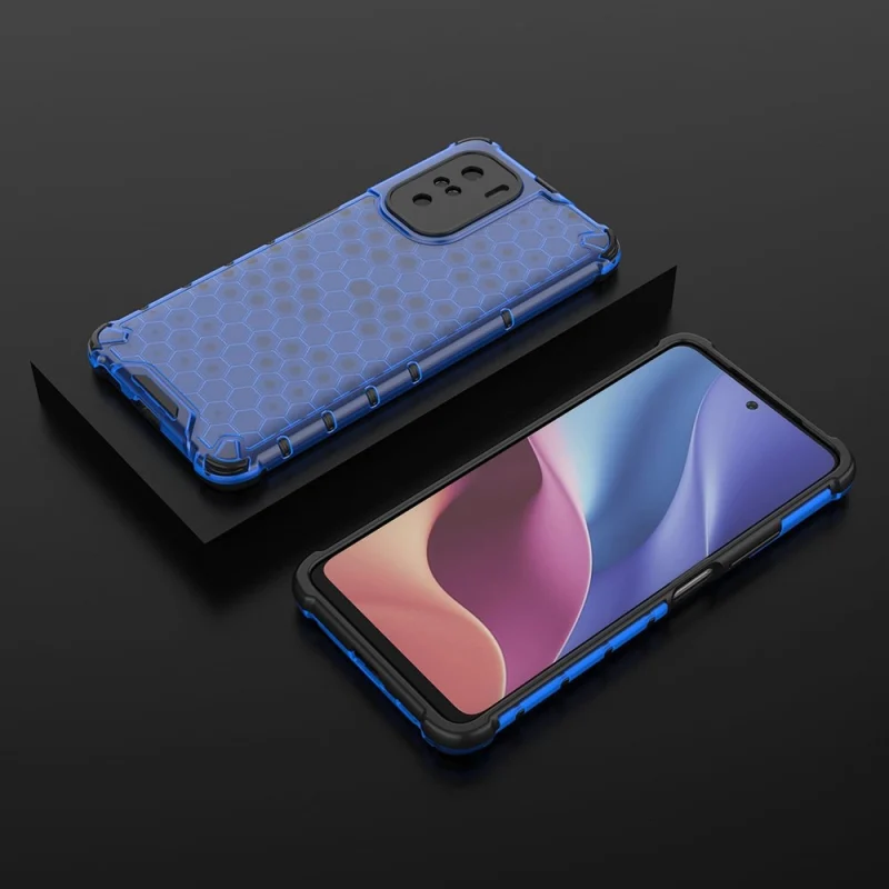 Honeycomb etui pancerny pokrowiec z żelową ramką Xiaomi Redmi K40 Pro+ / K40 Pro / K40 / Poco F3 niebieski - obrazek 3