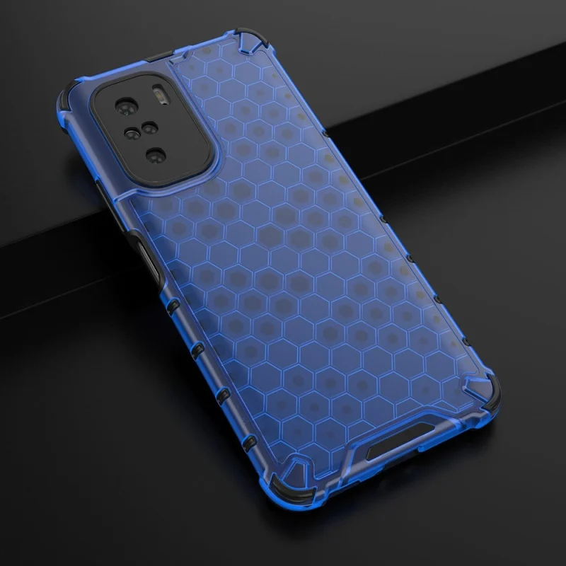 Honeycomb etui pancerny pokrowiec z żelową ramką Xiaomi Redmi K40 Pro+ / K40 Pro / K40 / Poco F3 niebieski - obrazek 4