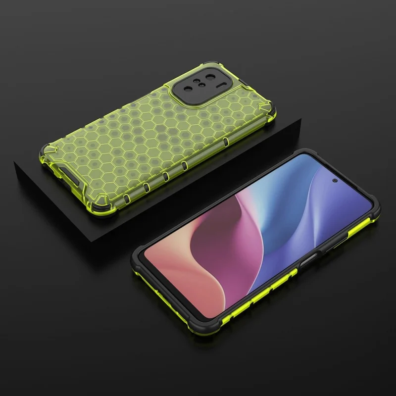 Honeycomb etui pancerny pokrowiec z żelową ramką Xiaomi Redmi K40 Pro+ / K40 Pro / K40 / Poco F3 zielony - obrazek 3