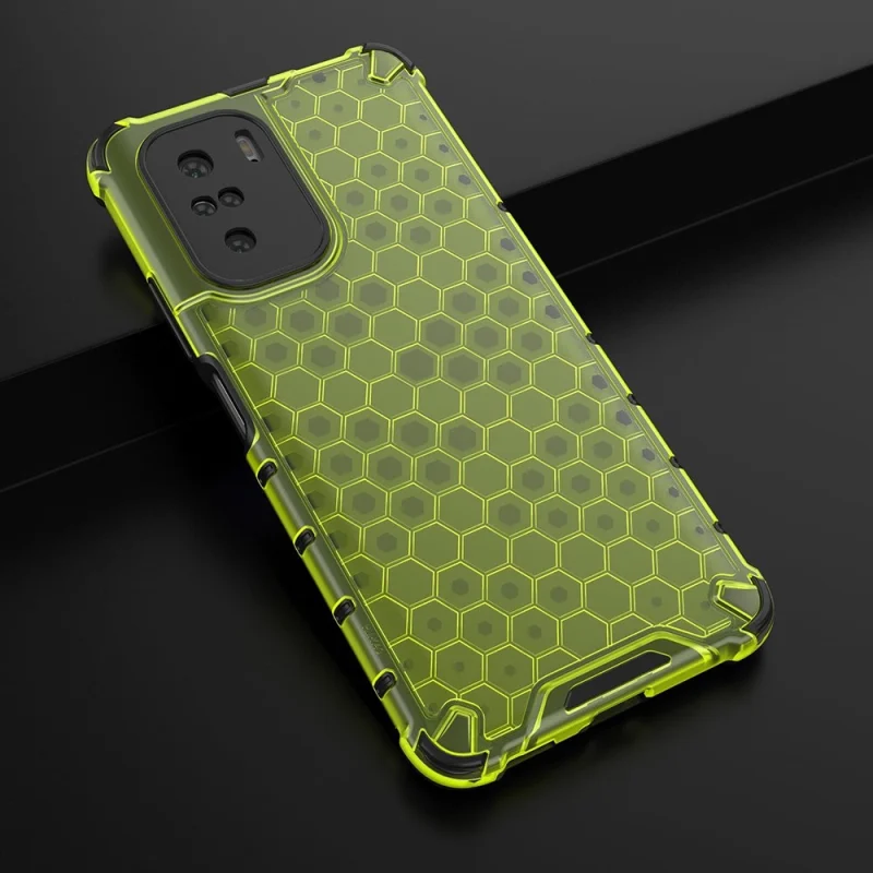 Honeycomb etui pancerny pokrowiec z żelową ramką Xiaomi Redmi K40 Pro+ / K40 Pro / K40 / Poco F3 zielony - obrazek 4