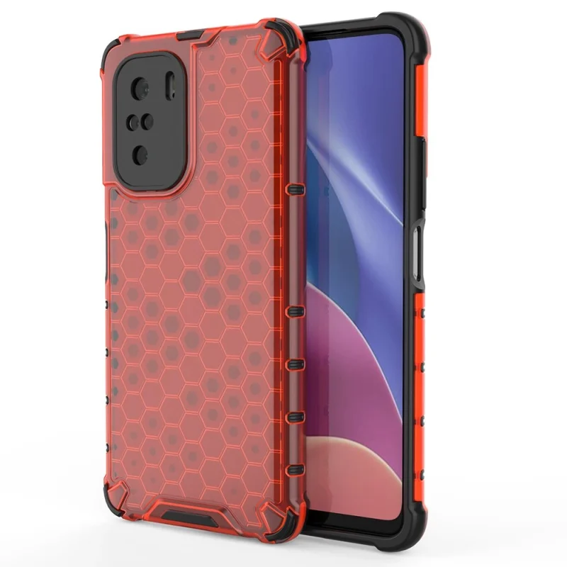 Honeycomb etui pancerny pokrowiec z żelową ramką Xiaomi Redmi K40 Pro+ / K40 Pro / K40 / Poco F3 czerwony