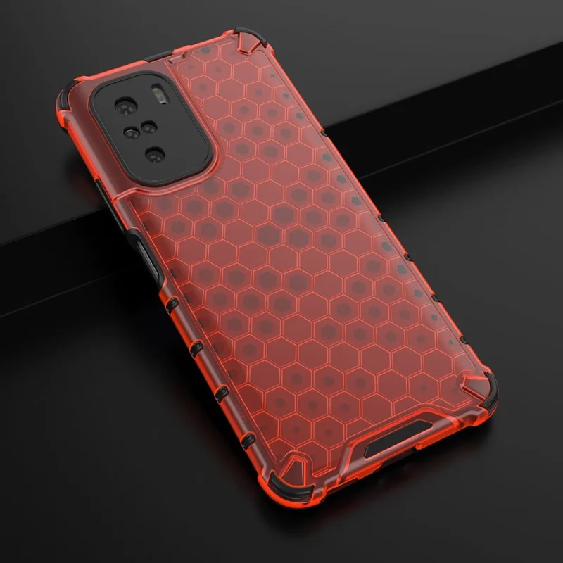 Honeycomb etui pancerny pokrowiec z żelową ramką Xiaomi Redmi K40 Pro+ / K40 Pro / K40 / Poco F3 czerwony - obrazek 4