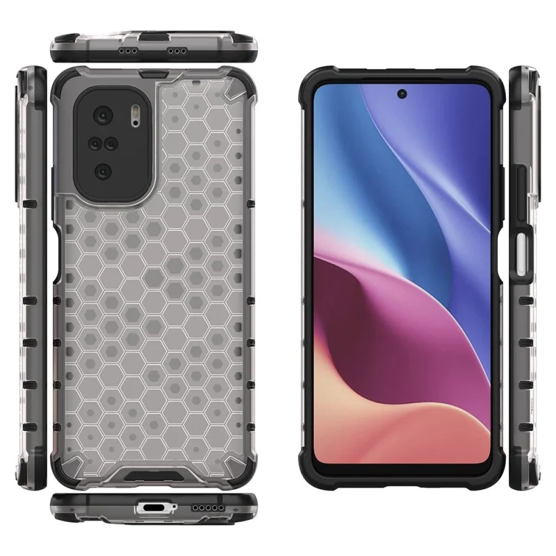 Honeycomb etui pancerny pokrowiec z żelową ramką Xiaomi Redmi K40 Pro+ / K40 Pro / K40 / Poco F3 przezroczysty - obrazek 10