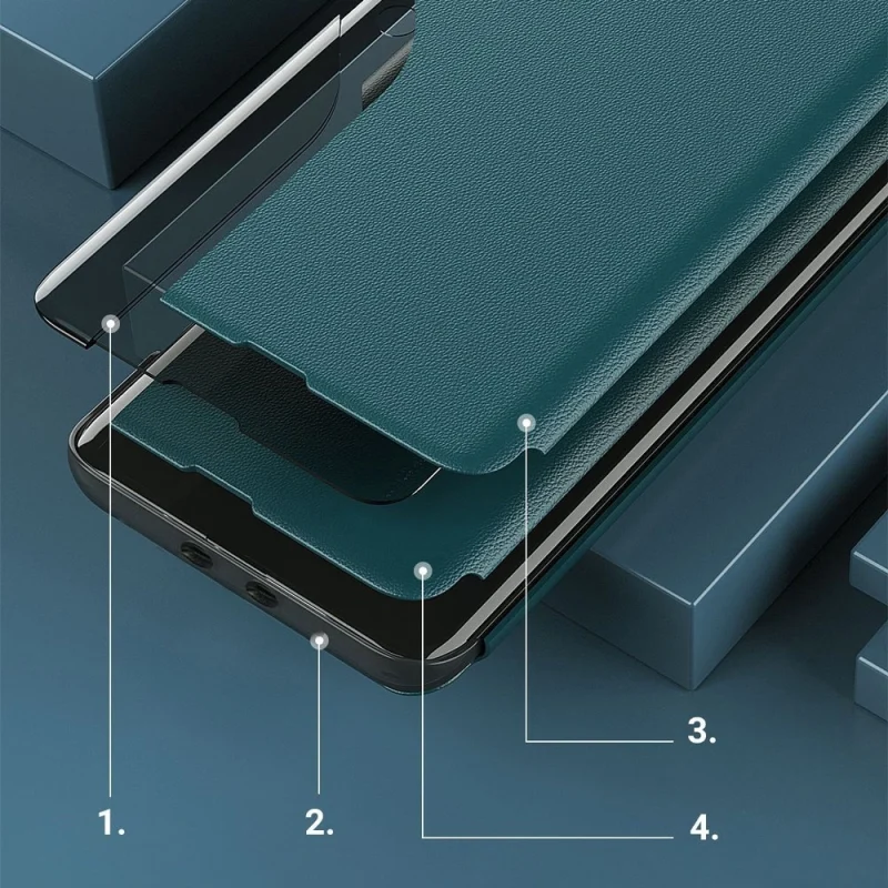 Eco Leather View Case elegancki futerał etui z klapką i funkcją podstawki Xiaomi Redmi K40 Pro+ / K40 Pro / K40 / Poco F3 pomarańczowy - obrazek 12