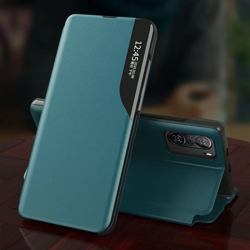 Eco Leather View Case elegancki futerał etui z klapką i funkcją podstawki Xiaomi Redmi K40 Pro+ / K40 Pro / K40 / Poco F3 pomarańczowy - obrazek 6