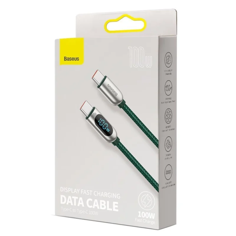 Kabel Baseus CATSK-B01 USB-C - USB-C PD QC 100W 5A 480Mb/s 1m z wyświetlaczem - czarny - obrazek 5