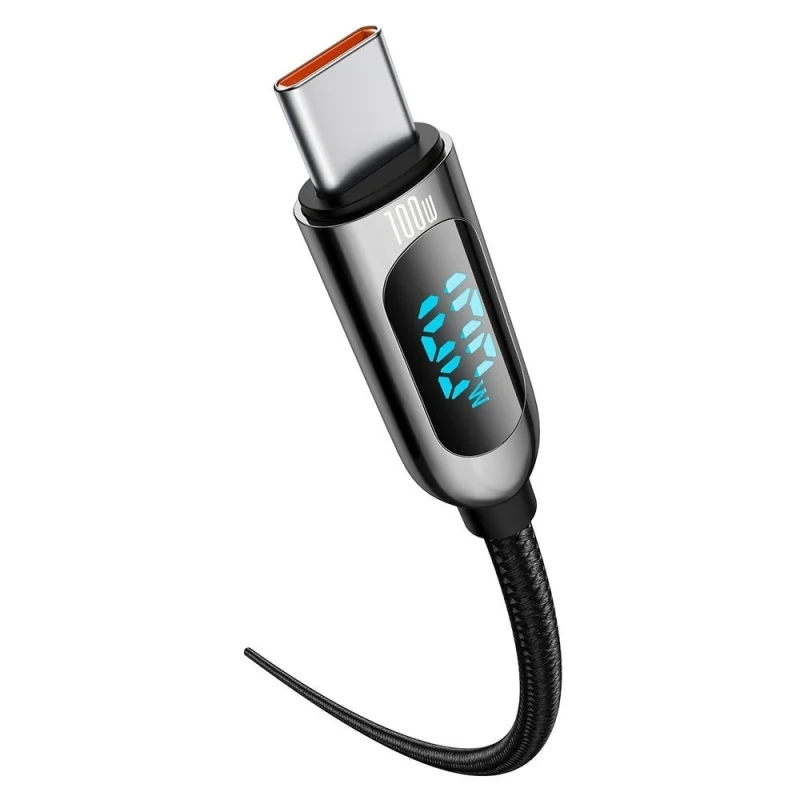 Kabel Baseus CATSK-B01 USB-C - USB-C PD QC 100W 5A 480Mb/s 1m z wyświetlaczem - czarny - obrazek 2