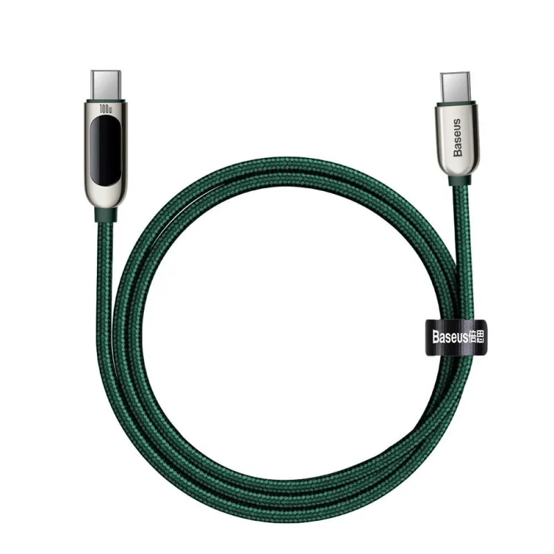 Kabel Baseus CATSK-B06 USB-C - USB-C PD 100W 5A 480Mb/s 1m - zielony - obrazek 3