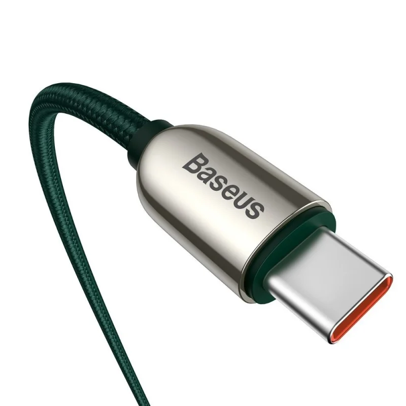 Kabel Baseus CATSK-B06 USB-C - USB-C PD 100W 5A 480Mb/s 1m - zielony - obrazek 4