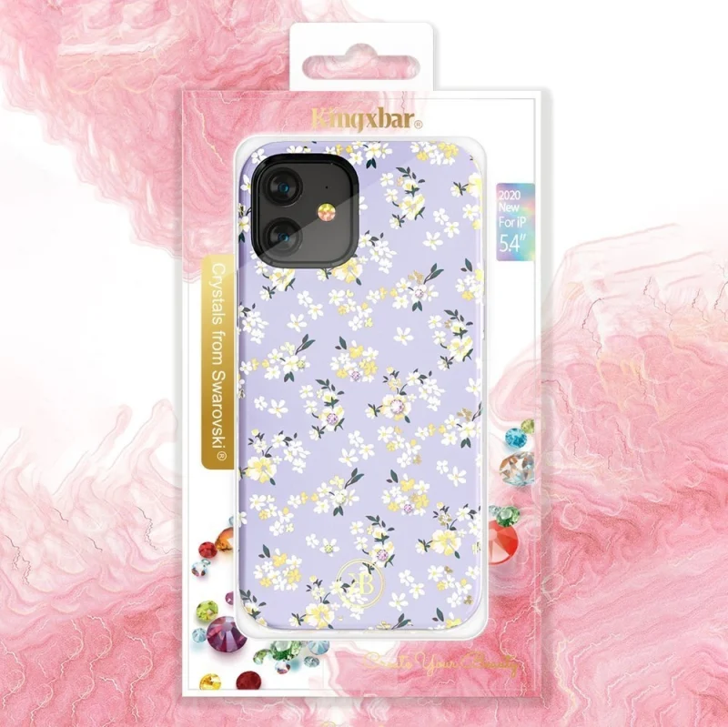 Kingxbar Blossom etui ozdobione oryginalnymi Kryształami Swarovskiego iPhone 12 mini wielokolorowy (Lily) - obrazek 5