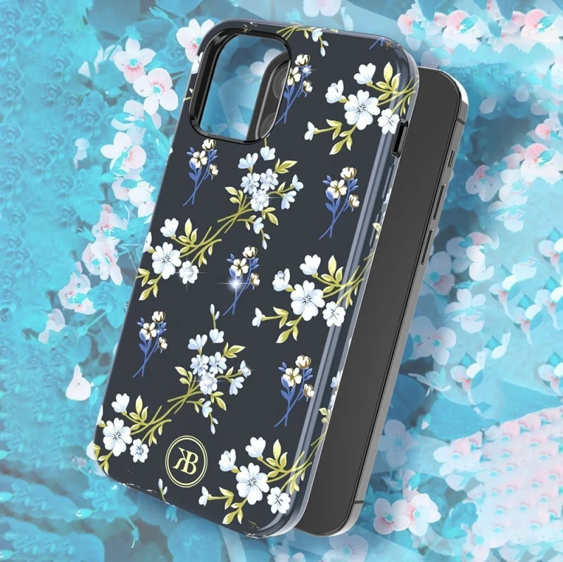 Kingxbar Blossom etui ozdobione oryginalnymi Kryształami Swarovskiego iPhone 12 mini wielokolorowy (Lily) - obrazek 3