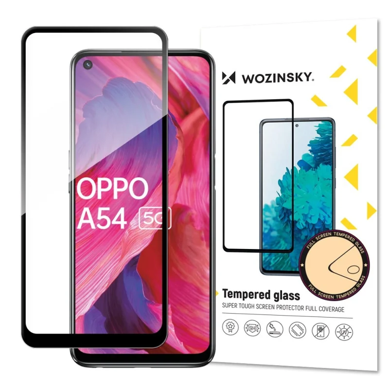 Wozinsky super wytrzymałe szkło hartowane Full Glue na cały ekran z ramką Case Friendly Oppo A54 5G czarny