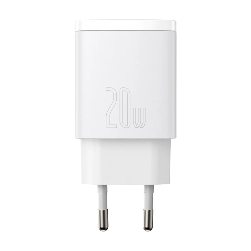 Szybka ładowarka sieciowa USB-A / USB-C Baseus Compact CCXJ-B02 20W 3A PD QC 3.0 - biała - obrazek 2