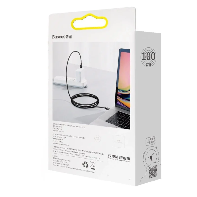 Kabel Baseus CATYS-B01 USB-C - USB-C PD QC FCP 100W 5A 480Mb/s 1m - czarny - obrazek 6