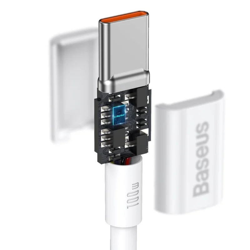 Kabel Baseus CATYS-C02 USB-C - USB-C PD QC FCP 100W 5A 2m - biały - obrazek 8