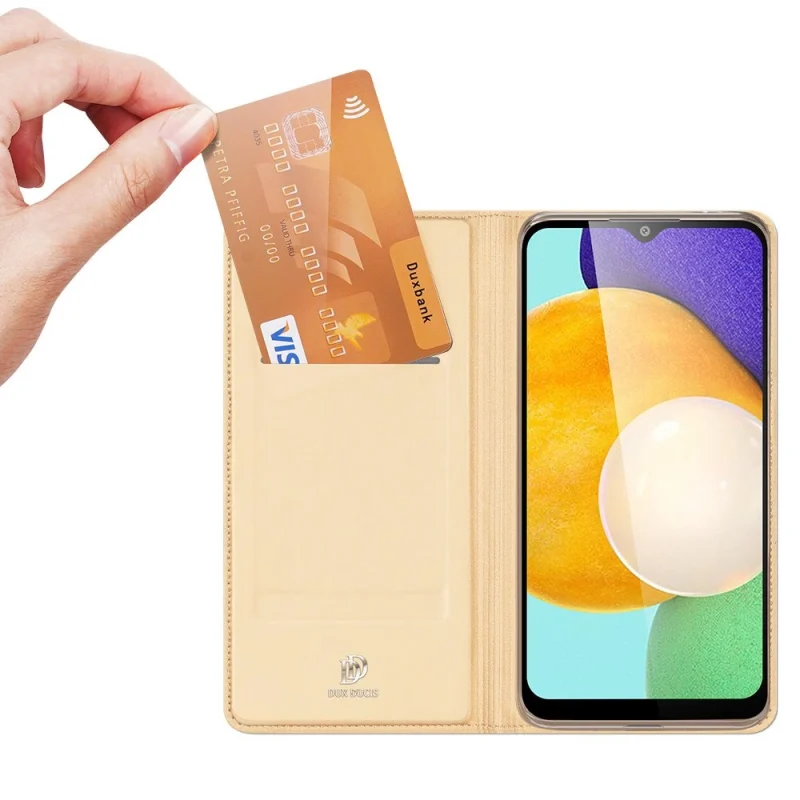 Dux Ducis Skin Pro kabura etui pokrowiec z klapką Samsung Galaxy A03s złoty - obrazek 2